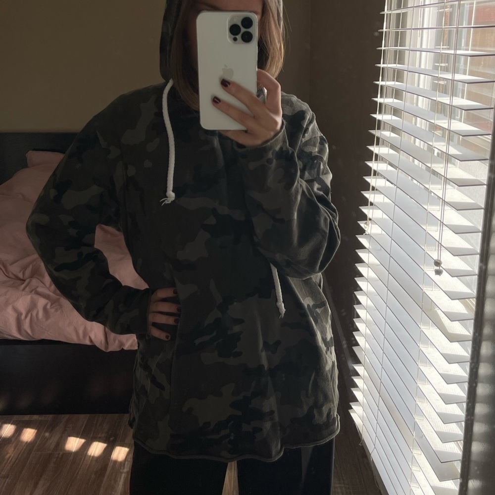 Zara Long cotton hoodie camouflage color - Picture 4 of 5